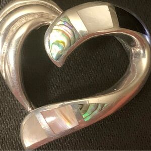 Sterling Silver 925 Vintage Abalone Heart Pendant